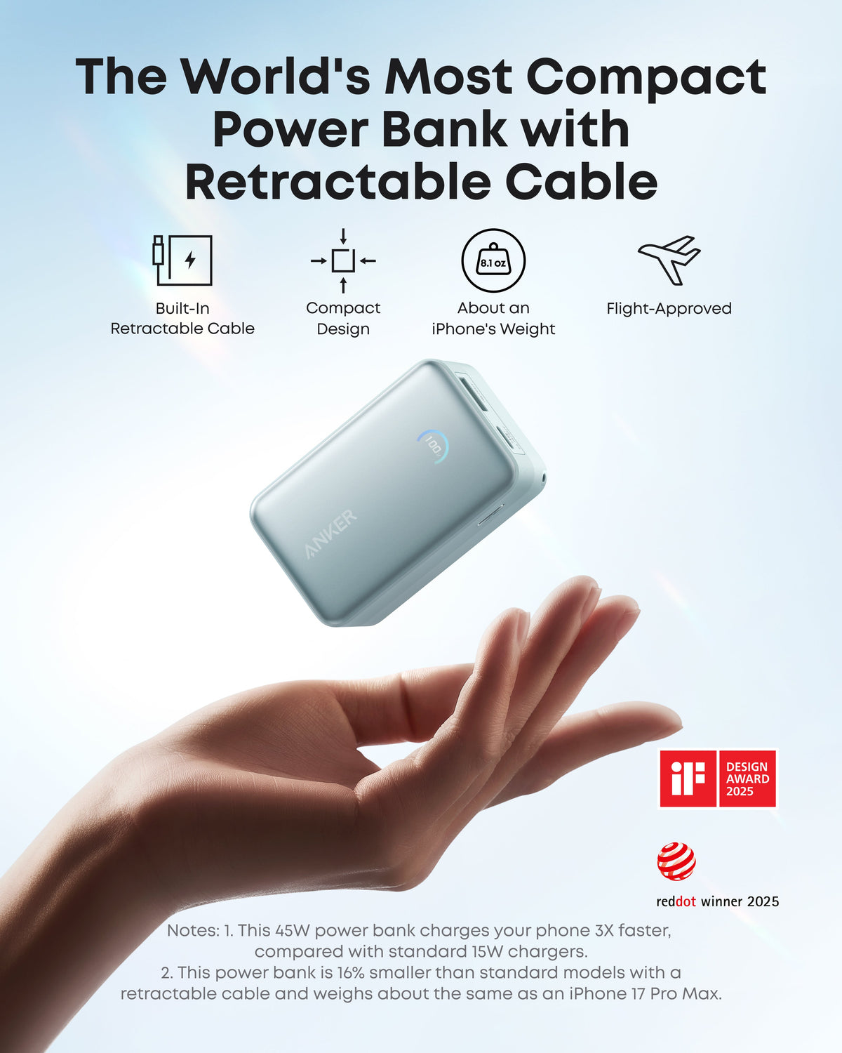 Anker Nano Power Bank 10K 45W Built-In Retractable USB-C Cable