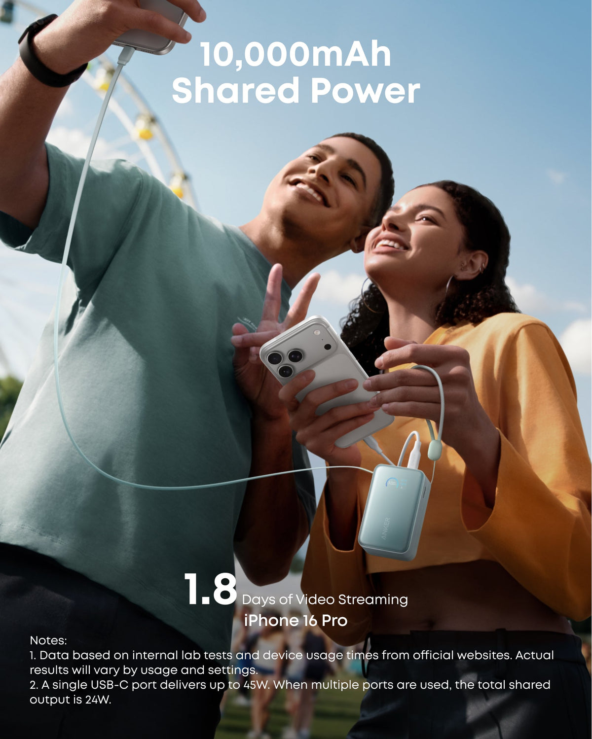 Anker Nano Power Bank 10K 45W Built-In Retractable USB-C Cable
