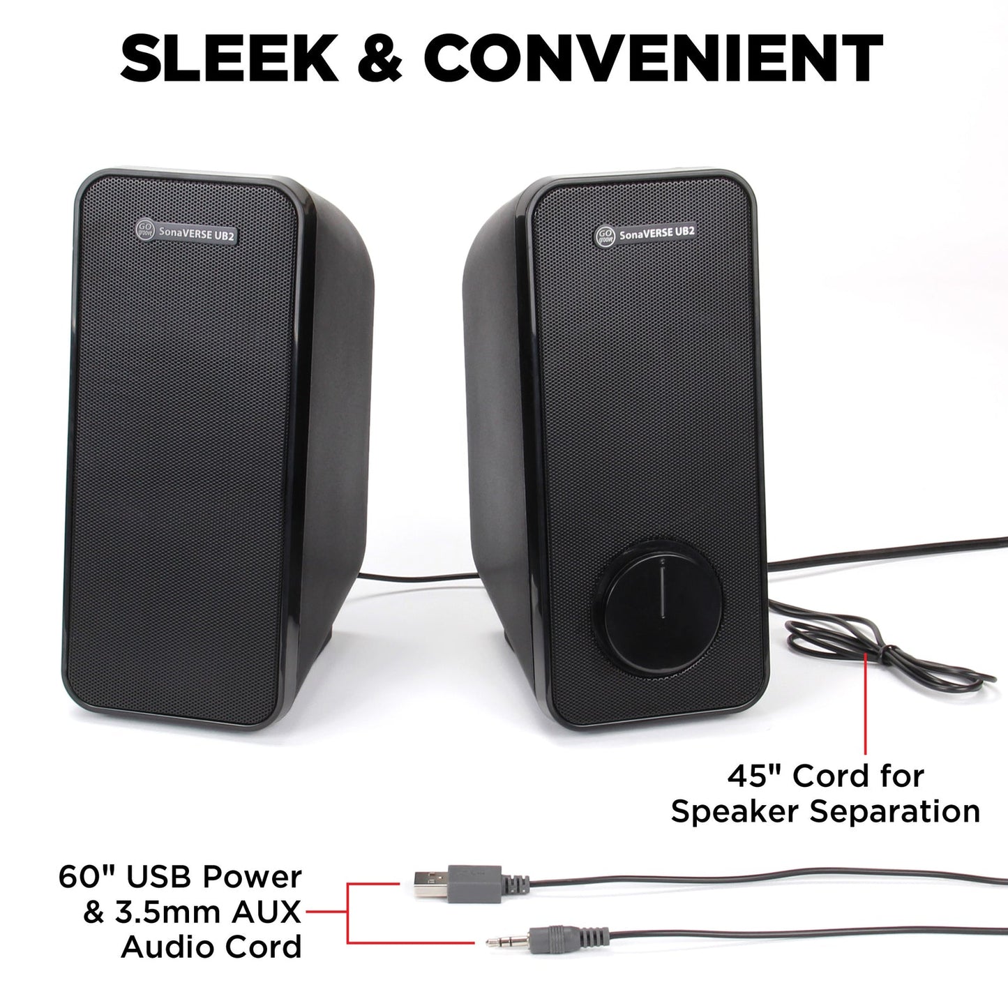 GOgroove USB-Powered 2-Way Speakers SonaVERSE UB2 (Blackout)