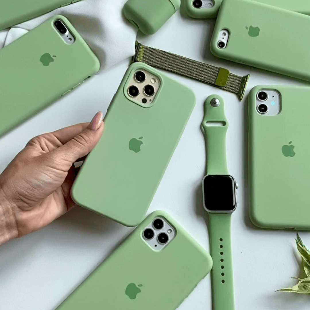 iPhone Silicone Case Matcha Green Full Body Protective Phone Cover