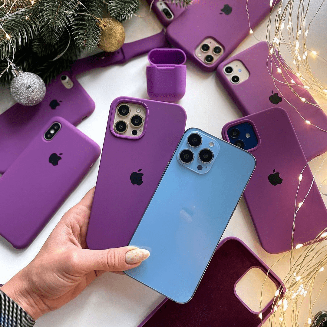iPhone Silicone Case Eggplant Full Body Protective Phone Cover