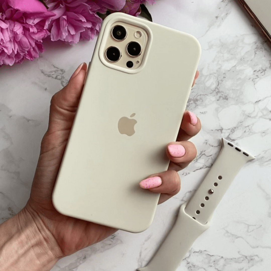 iPhone Silicone Case Antique White Full Body Protective Phone Cover
