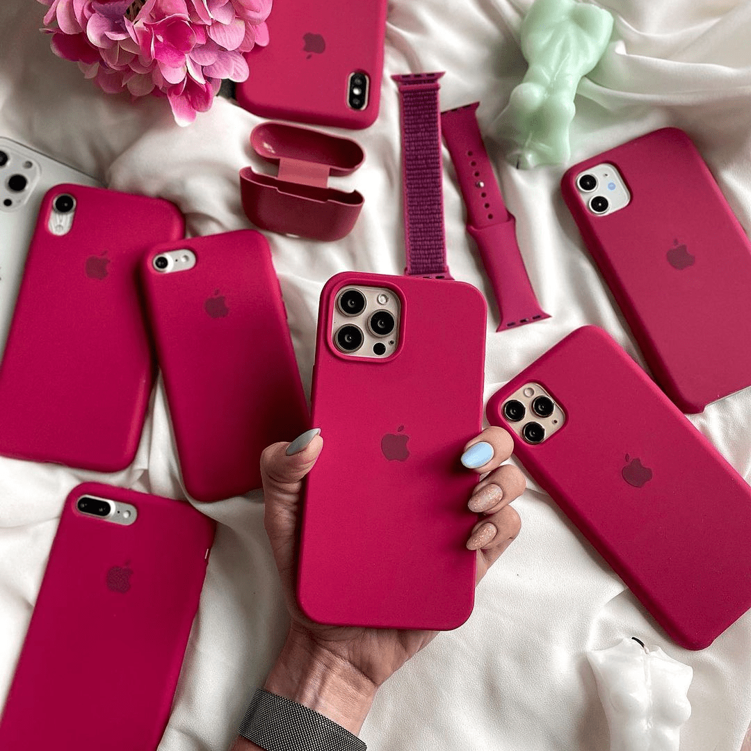 iPhone Rose Red Silicone Case Full Body Protective Coque Apple