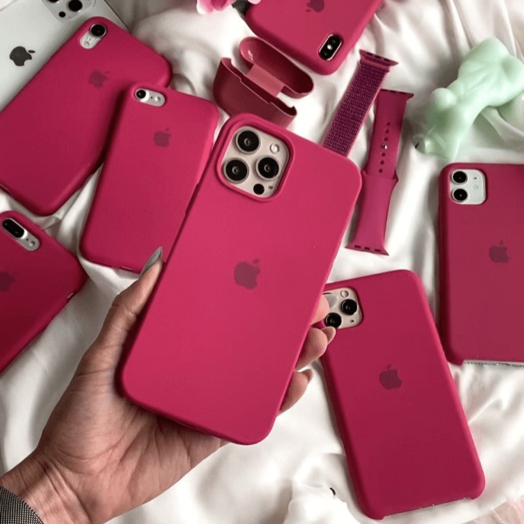 iPhone Rose Red Silicone Case Full Body Protective Coque Apple