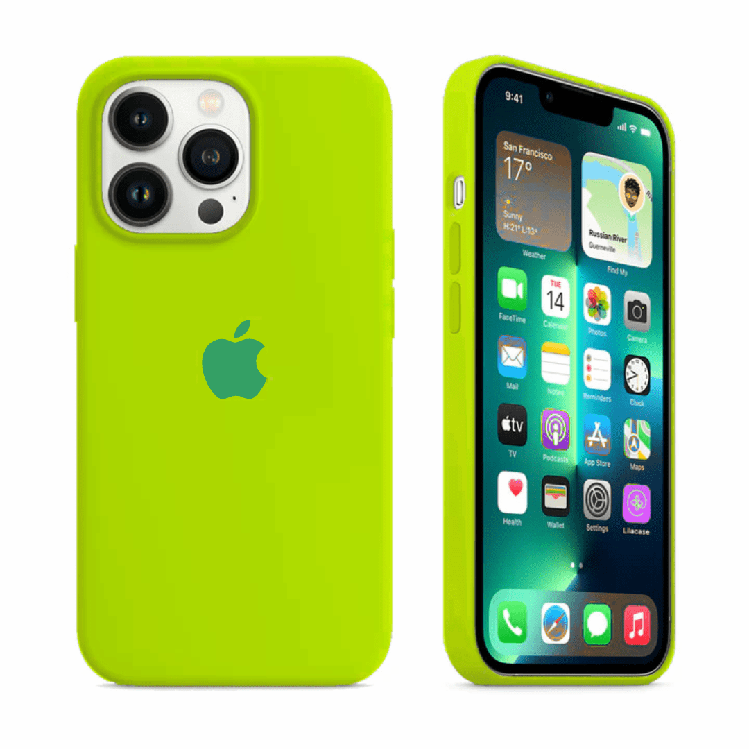 iPhone Fluorescent Green Silicone Case Full Body Protective Cover