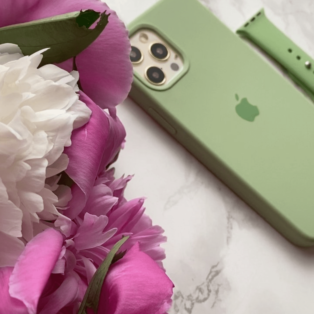 iPhone Silicone Case Matcha Green Full Body Protective Phone Cover