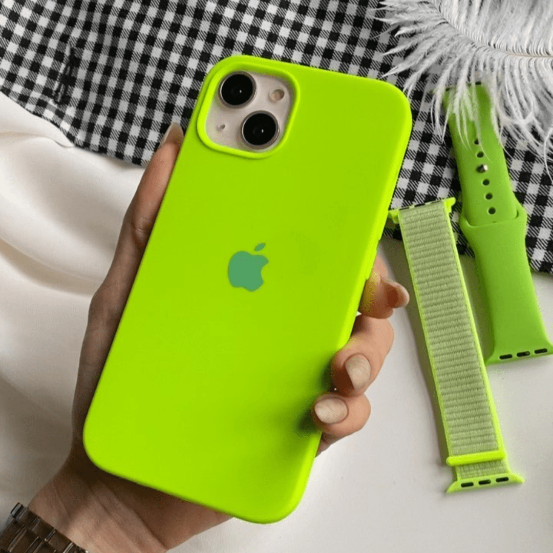iPhone Fluorescent Green Silicone Case Full Body Protective Cover