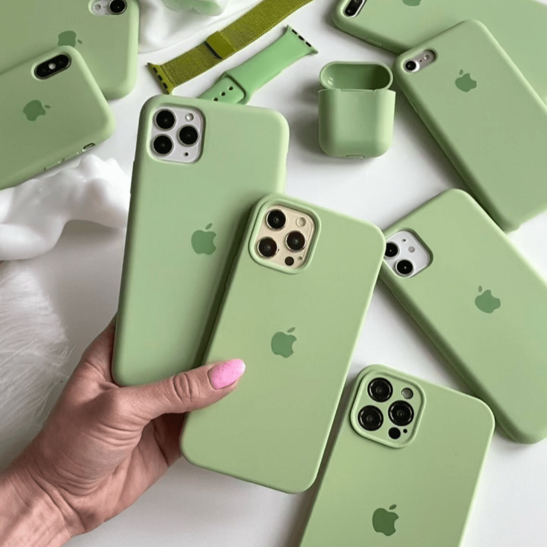 iPhone Silicone Case Matcha Green Full Body Protective Phone Cover