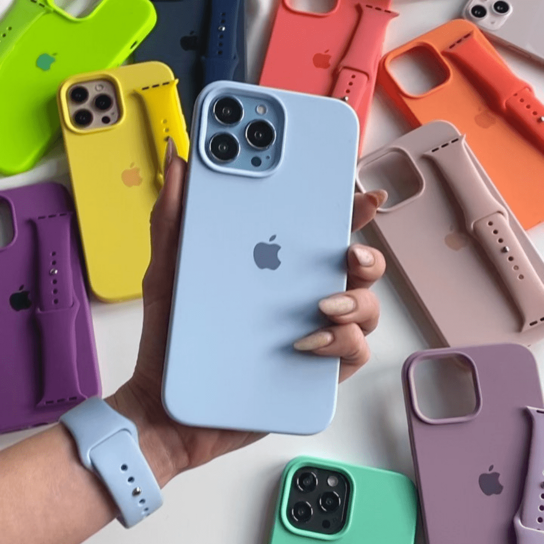 iPhone Silicone Case Sky Blue Full Body Protective Phone Back Cover Apple