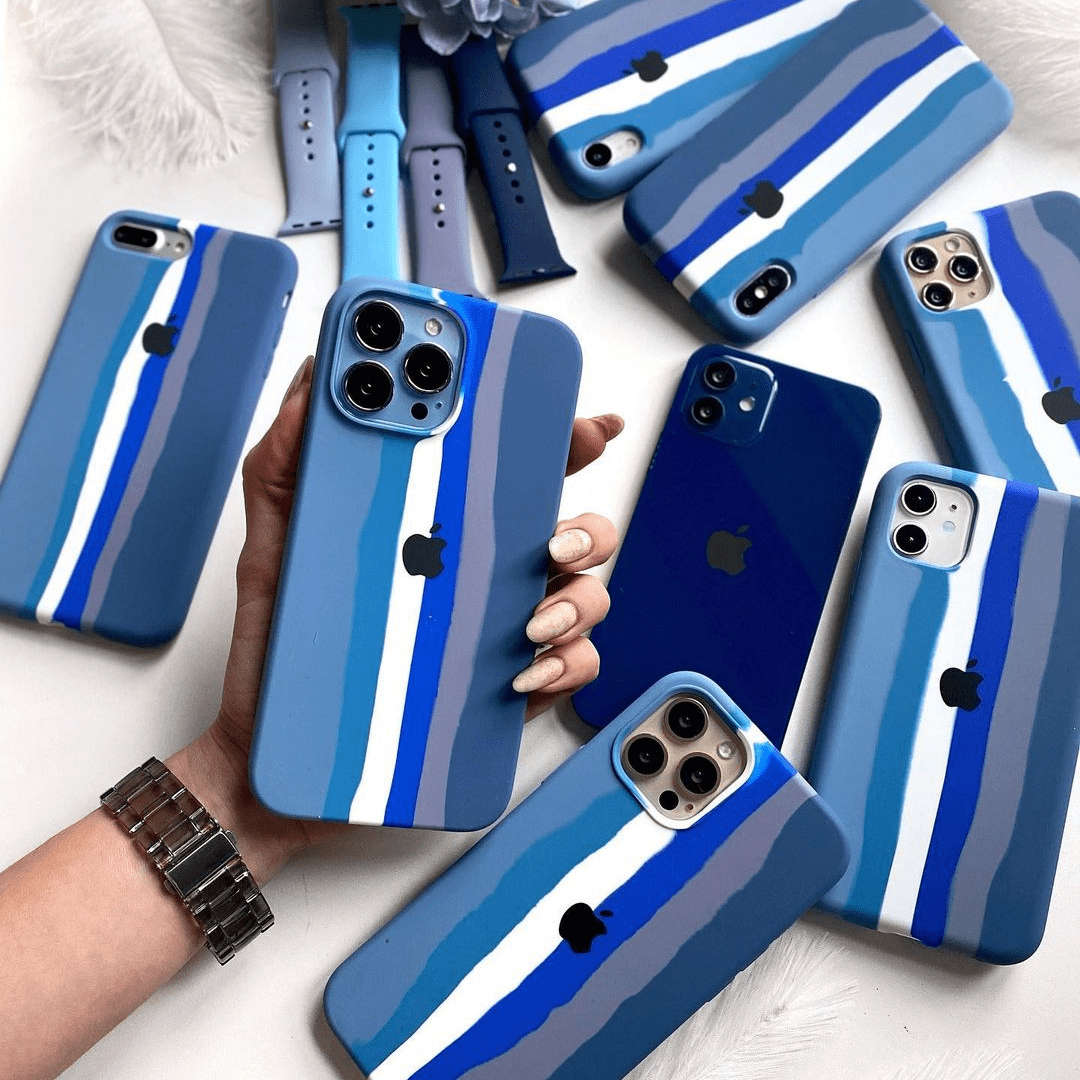 iPhone Blue Rainbow Silicone Case Protective Phone Cover Apple