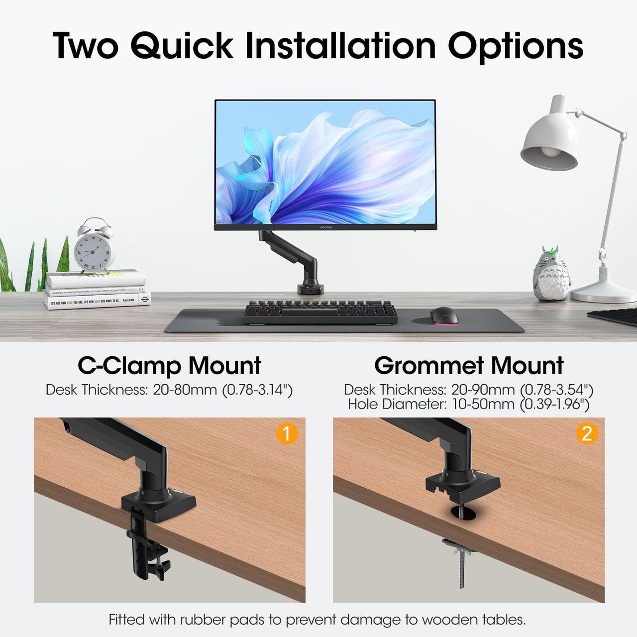 Single Monitor Mount Gas Spring Arm for 15-32 Inch Screens Rehisk