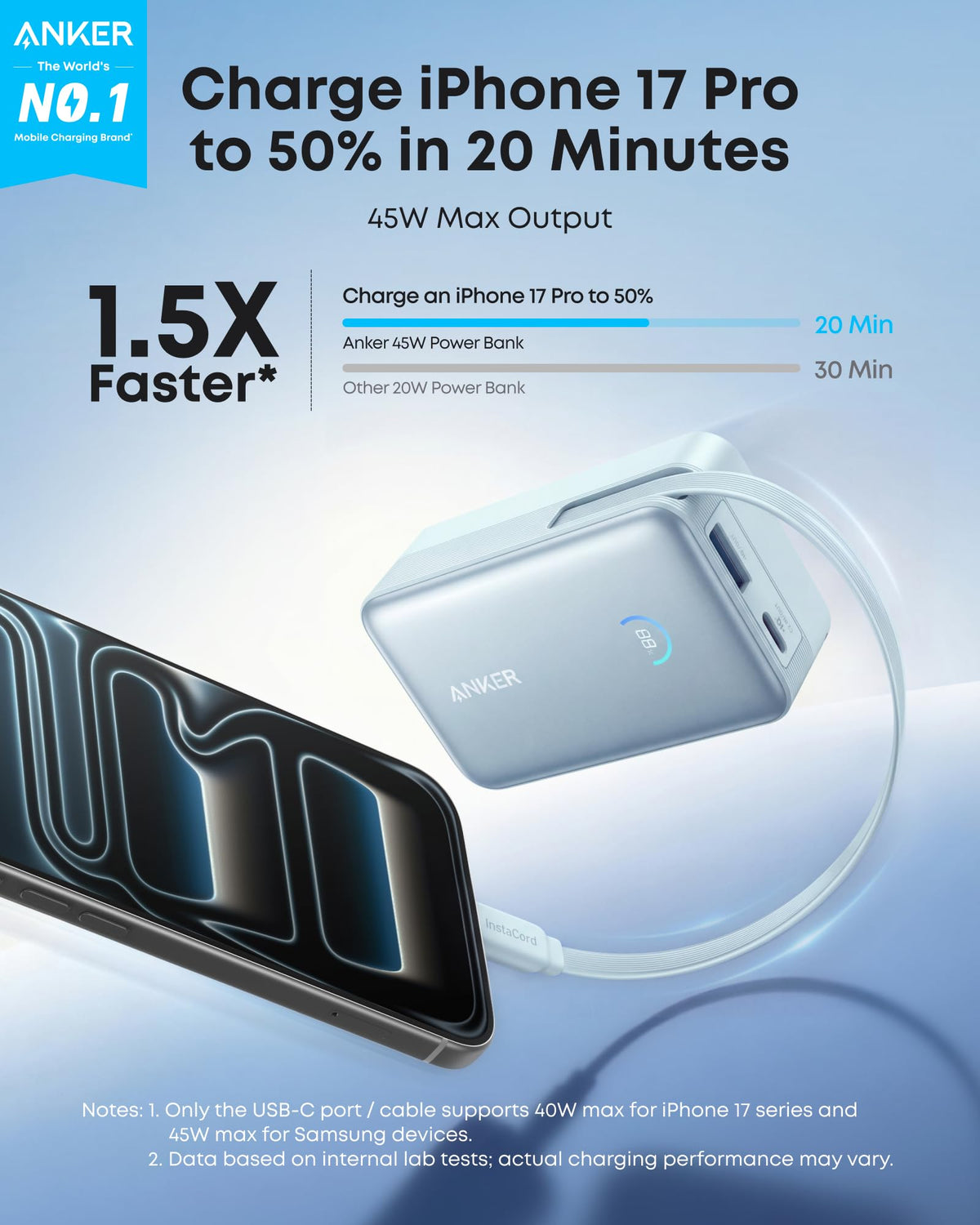 Anker Nano Power Bank 10K 45W Built-In Retractable USB-C Cable