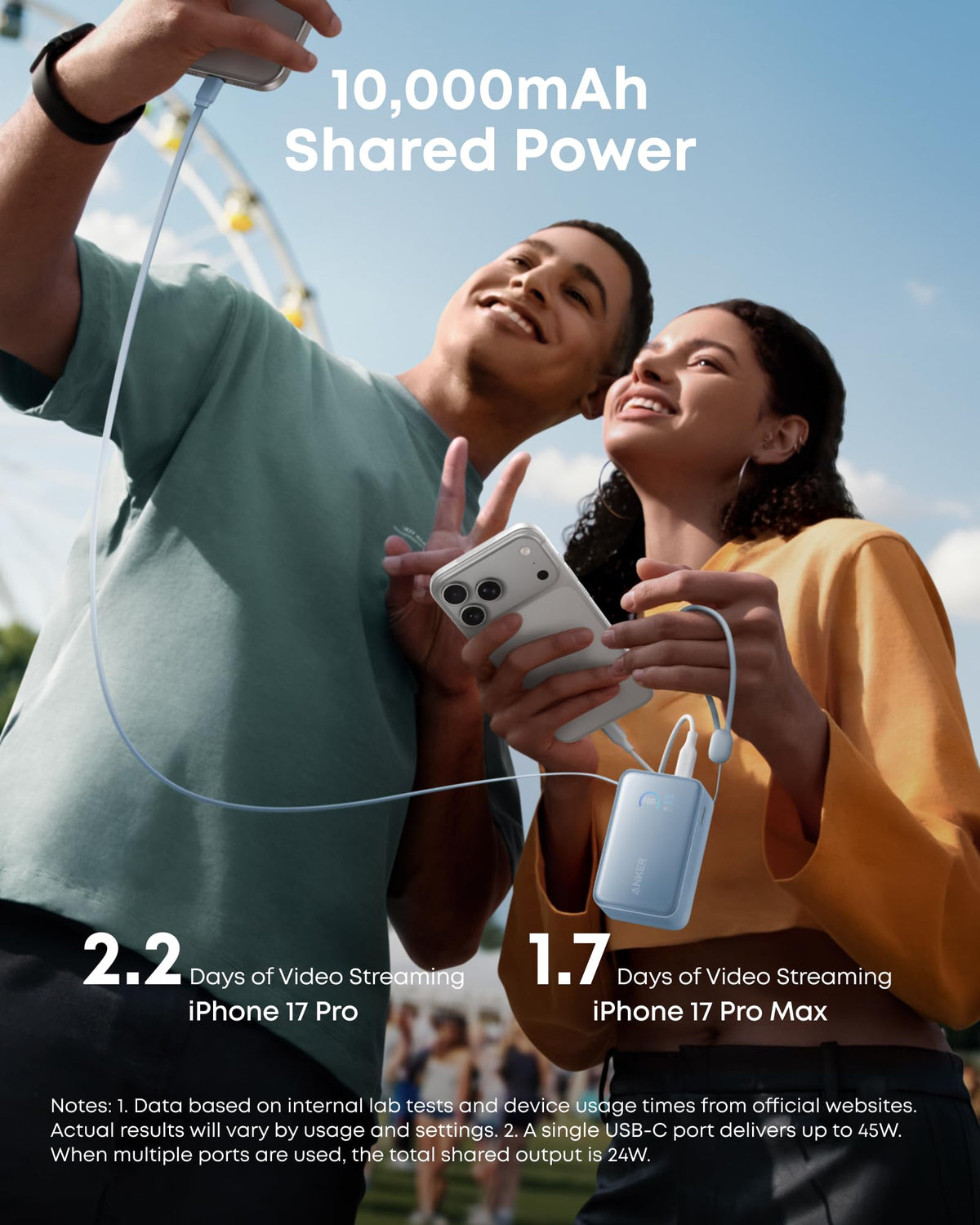 Anker Nano Power Bank 10K 45W Built-In Retractable USB-C Cable