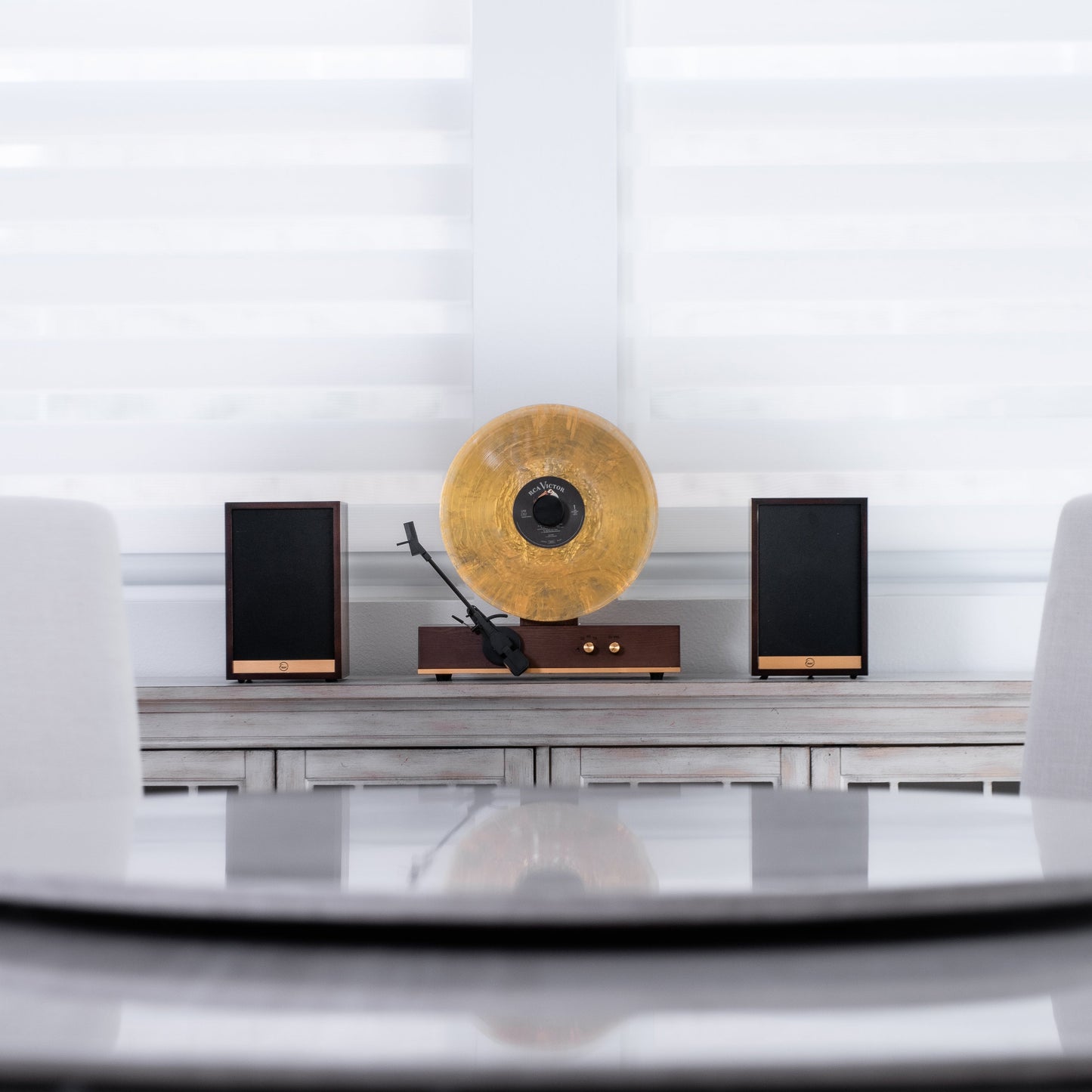 Vertical Vinyl Record Player Mid-Century Modern Fuse Audio GLD