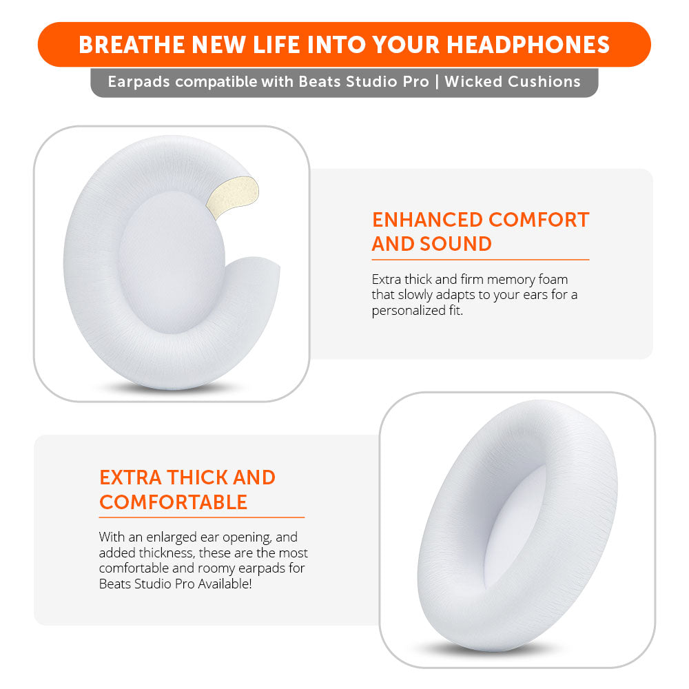 Beats Studio Pro Replacement Ear Pads Thick Memory Foam Earpads by Wicked Cushions