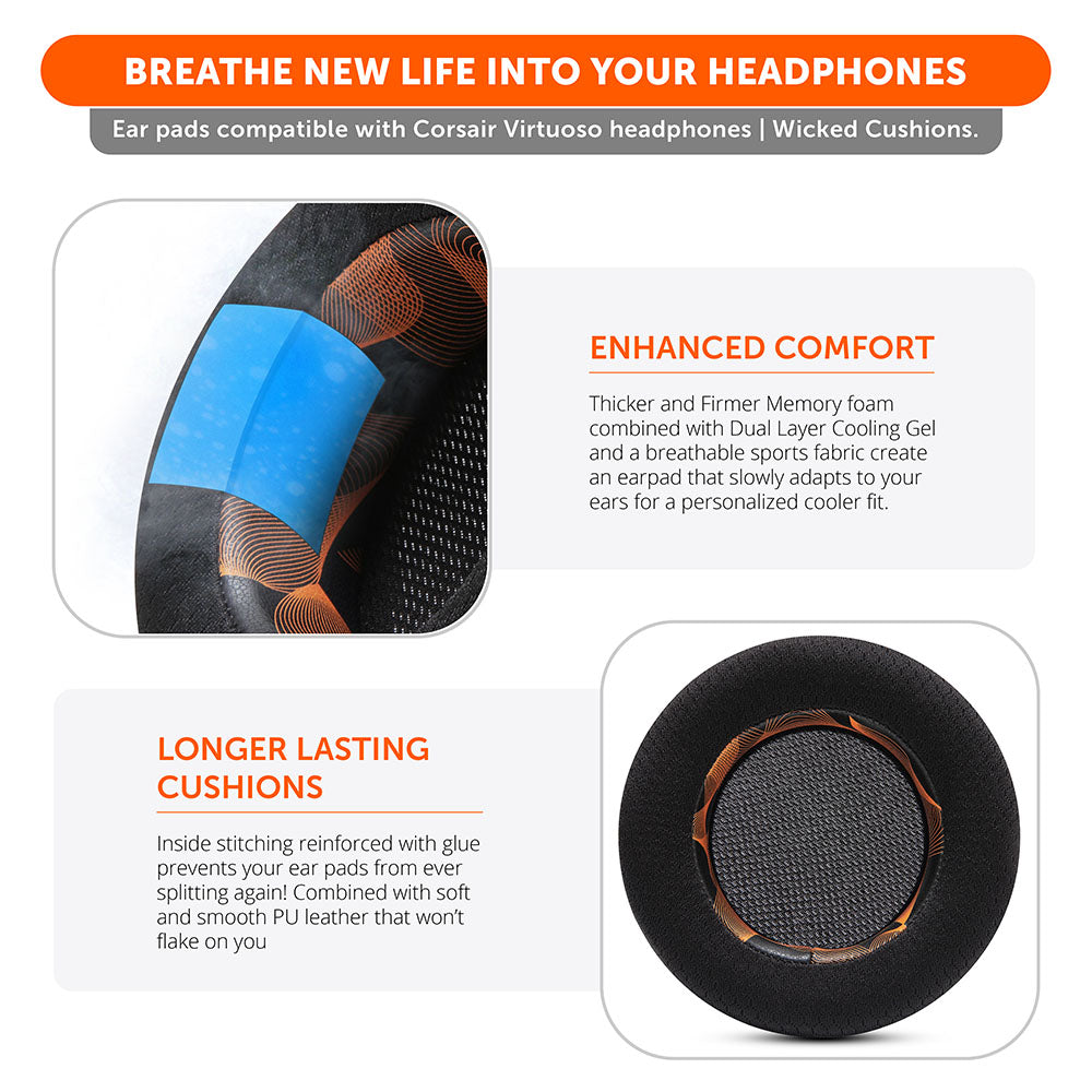 WC FreeZe Cooling Gel Earpads Corsair Virtuoso Headphones