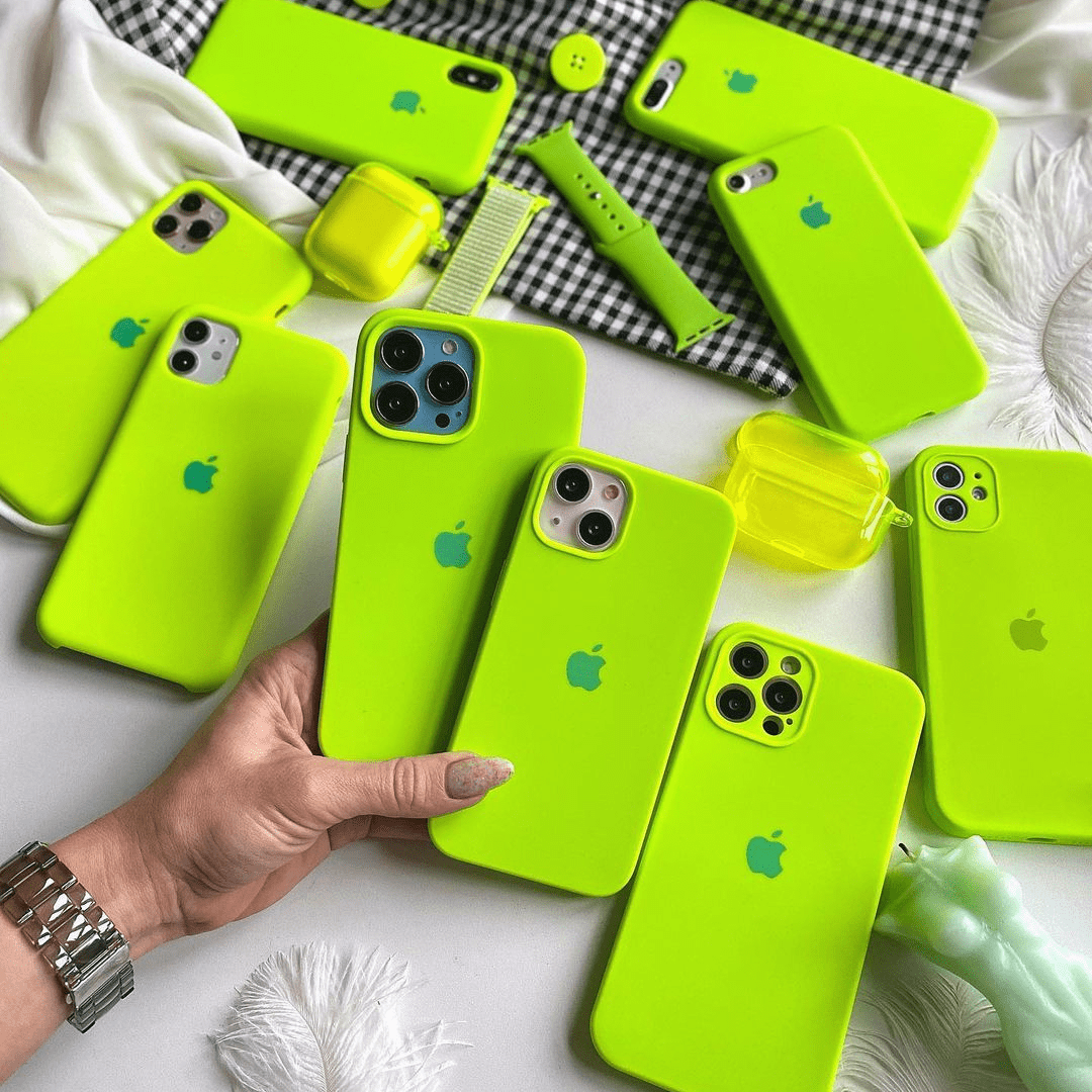 iPhone Fluorescent Green Silicone Case Full Body Protective Cover