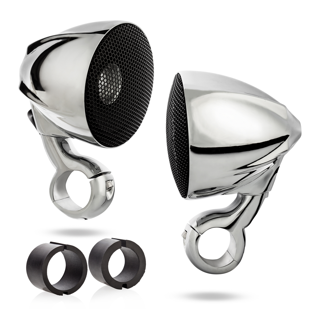 N3C Chrome Handlebar Speakers Motorcycle and ATV NOAM Audio