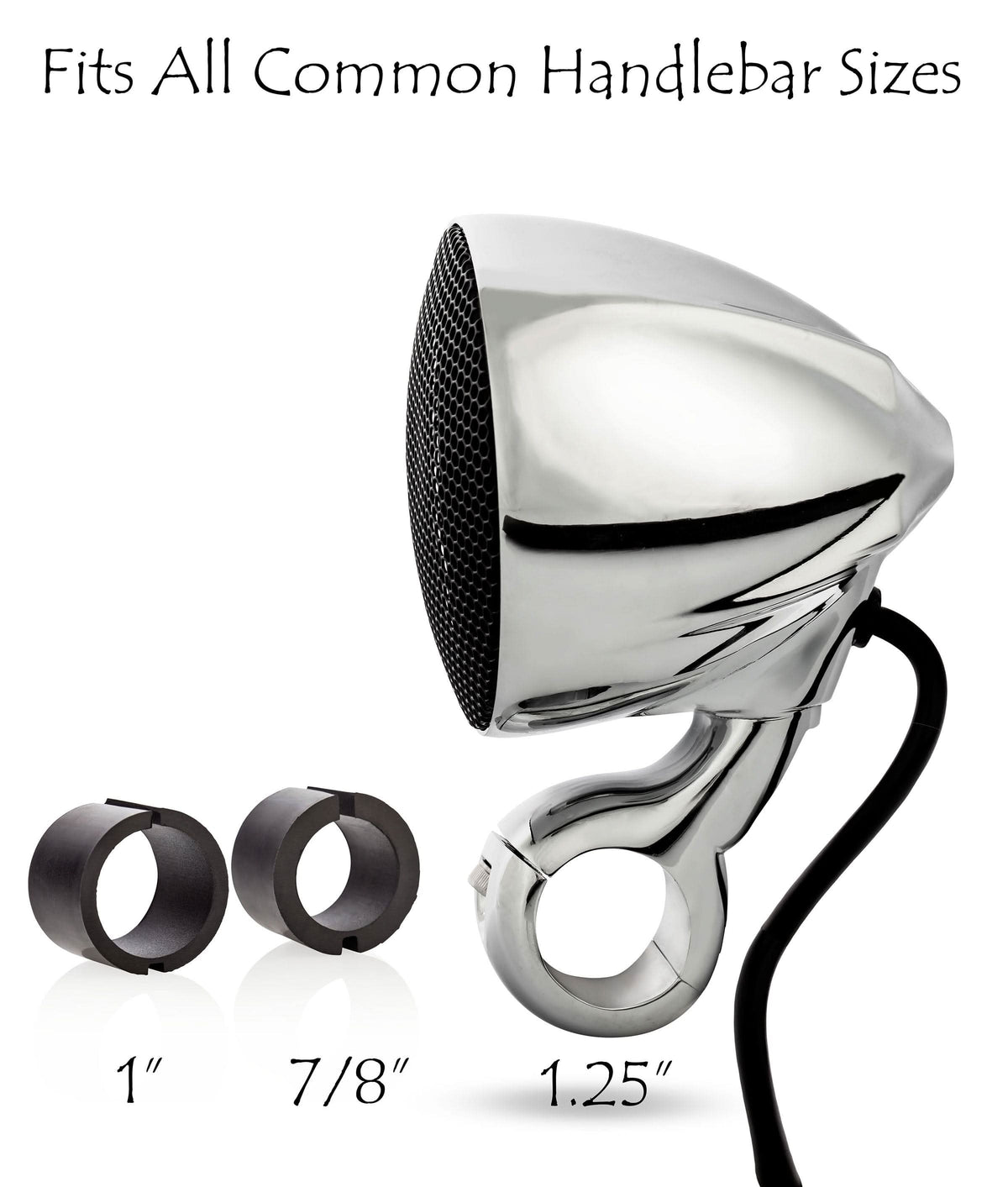 N3C Chrome Handlebar Speakers Motorcycle and ATV NOAM Audio