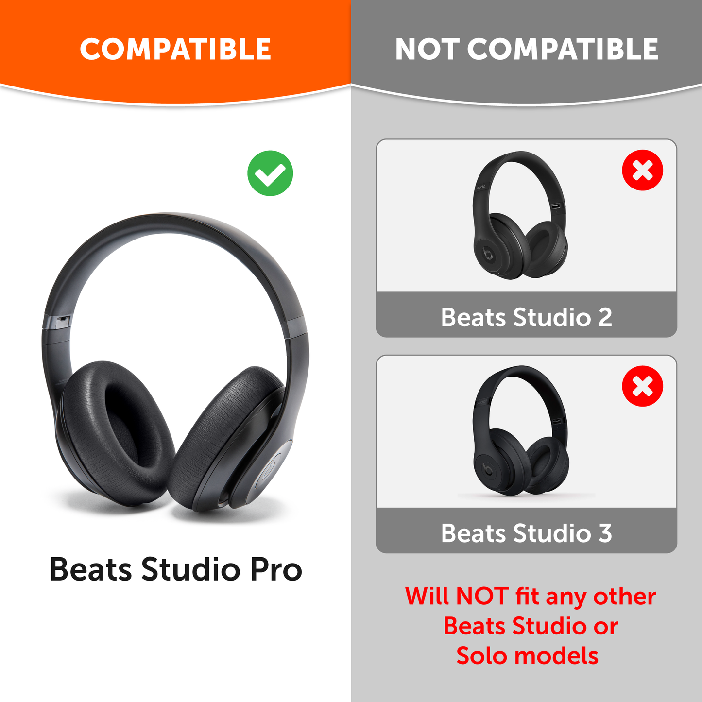 Beats Studio Pro Replacement Ear Pads Thick Memory Foam Earpads by Wicked Cushions