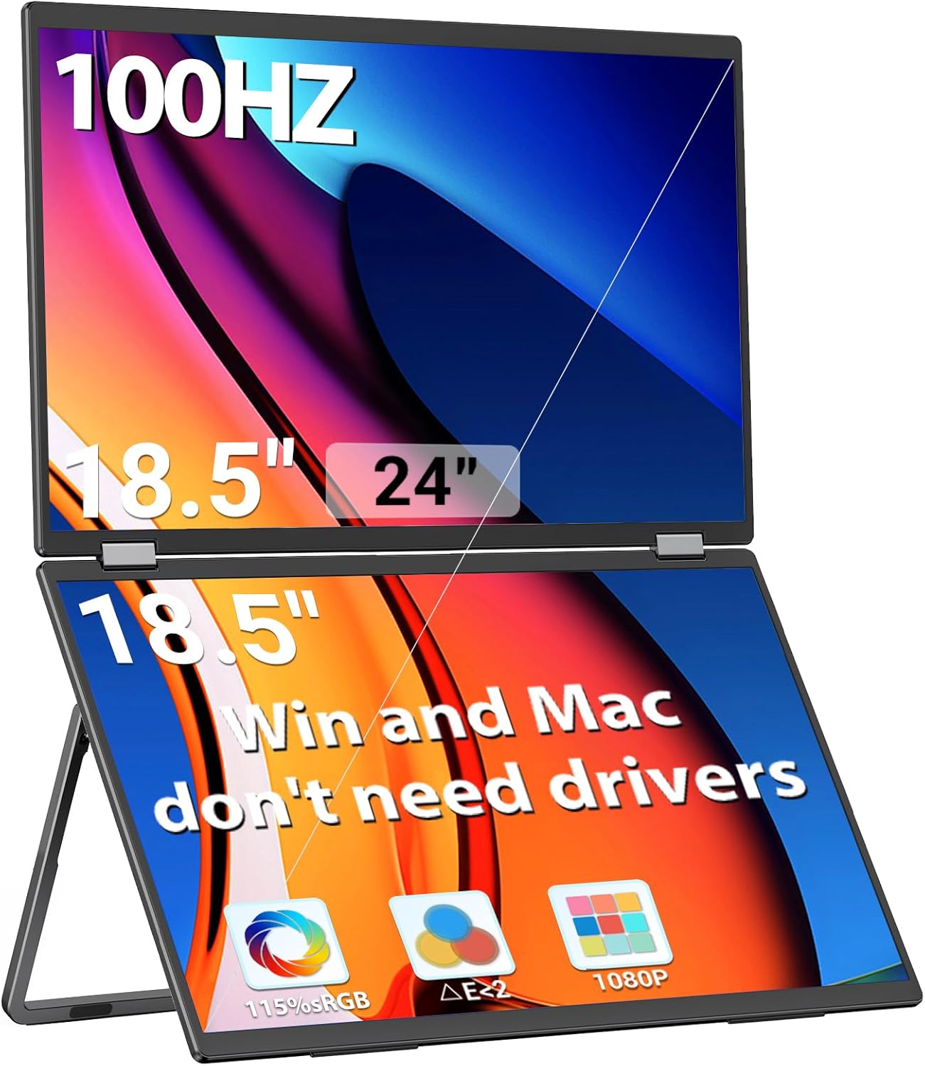 Foldable 18.5' Dual Monitor Foldable Monitor Extender InnoView
