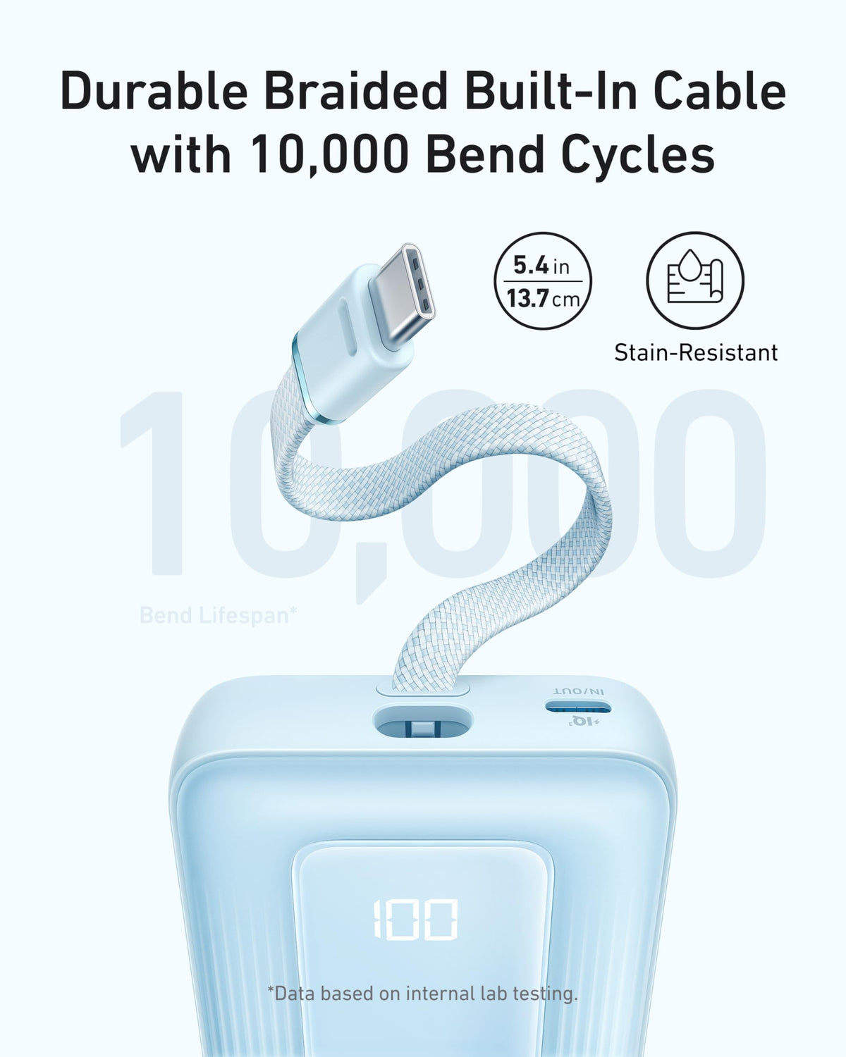 Anker Zolo Power Bank 10K 30W with 5.4-inch USB-C Cable