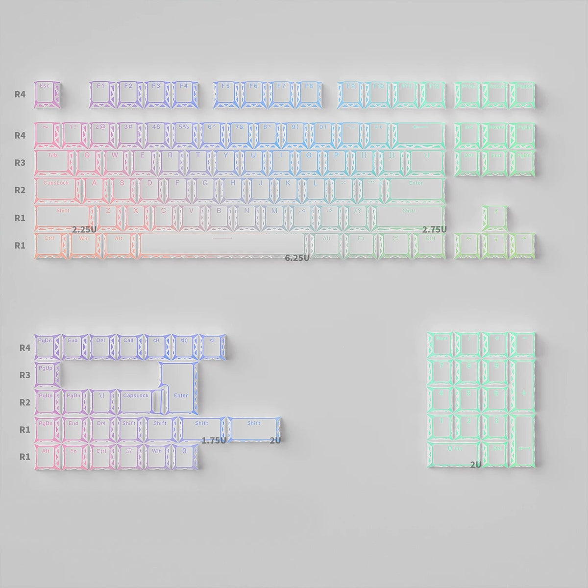 Refraction Shine-Through Cherry Profile PBT Keycap Set 130-Key XVX PRISM