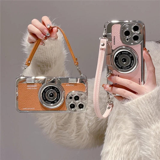 Luxury Retro Stereo Camera Lanyard iPhone Case Vogueen