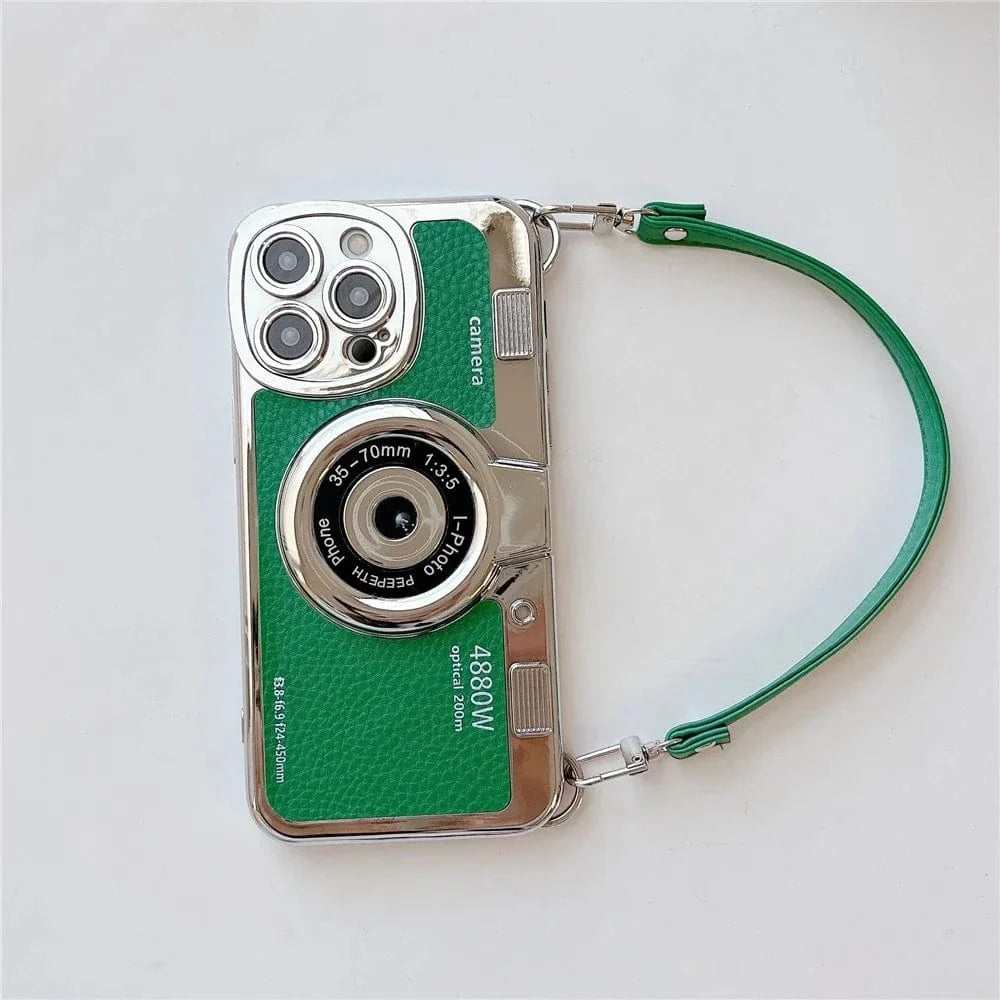 Luxury Retro Stereo Camera Lanyard iPhone Case Vogueen