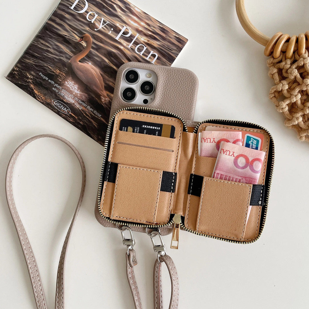 Luxury Leather Crossbody Wallet iPhone Case Vogueen
