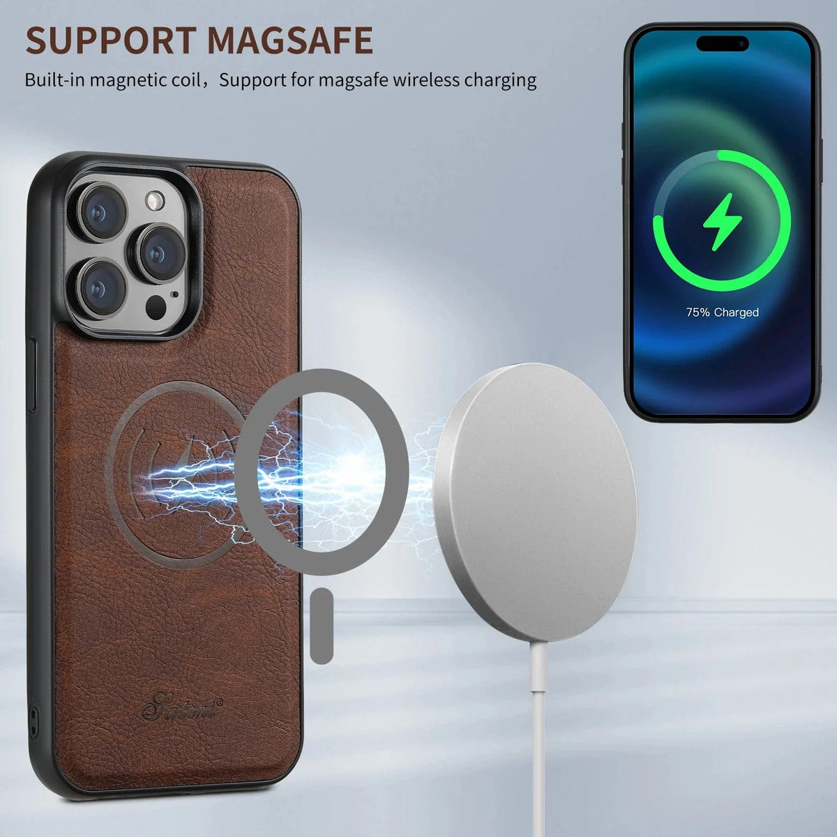 Leather Magnetic Wallet iPhone Case Vogueen