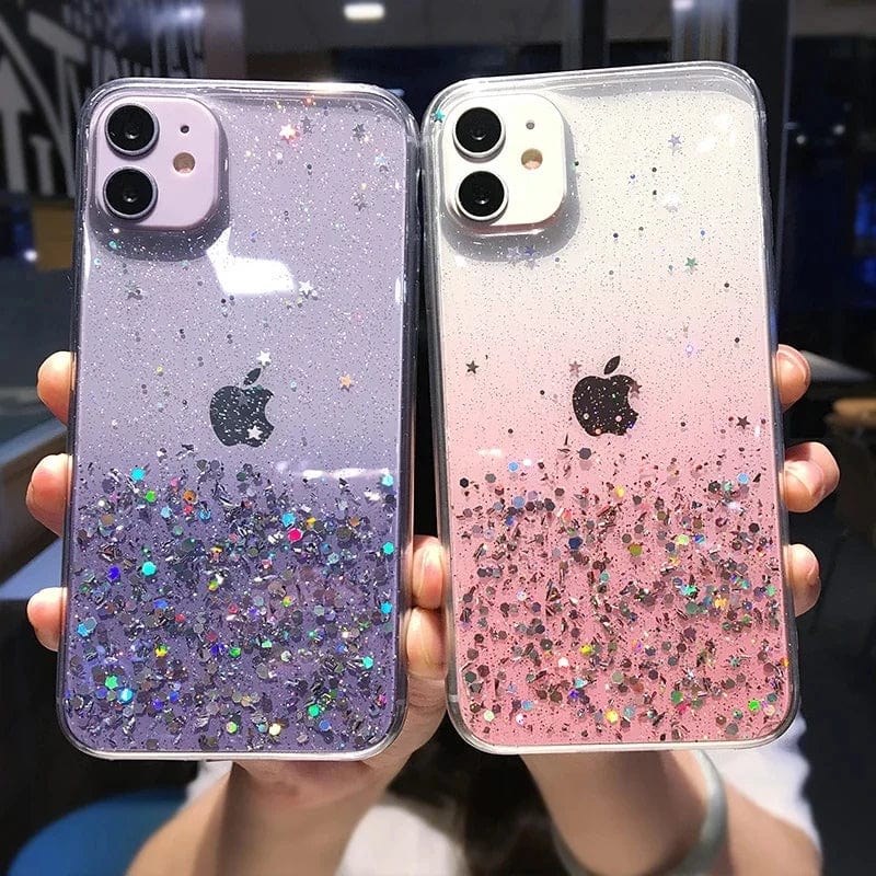 Gradient Sequins Clear Glitter iPhone Case Vogueen