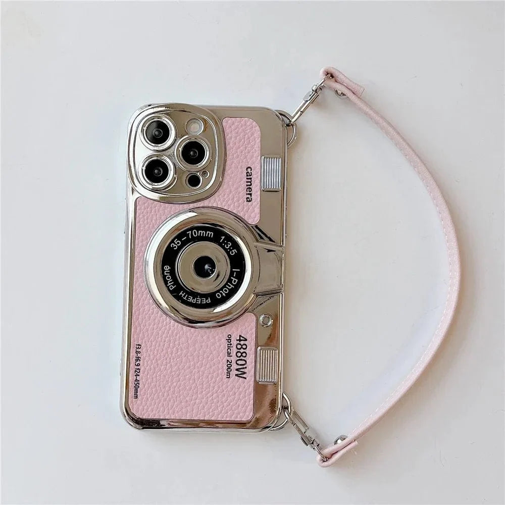 Luxury Retro Stereo Camera Lanyard iPhone Case Vogueen