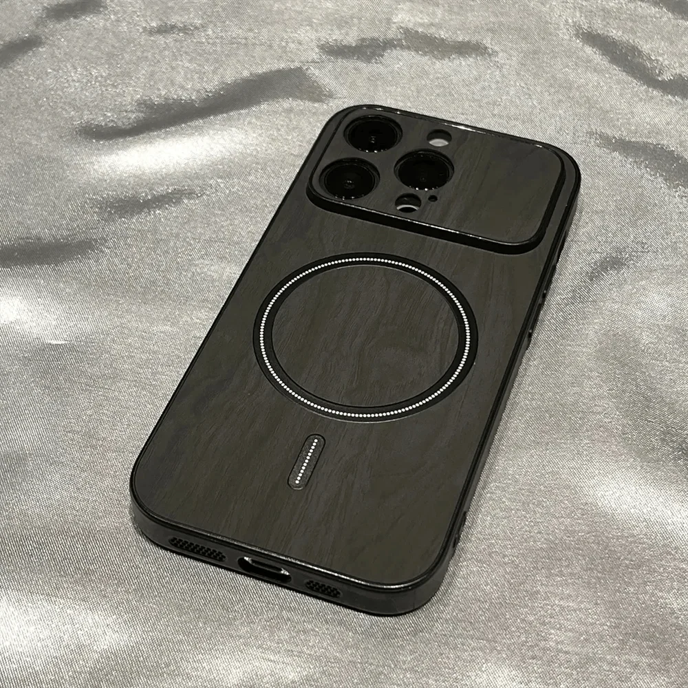 Luxury Wood Grain Shockproof iPhone Case Magsafe