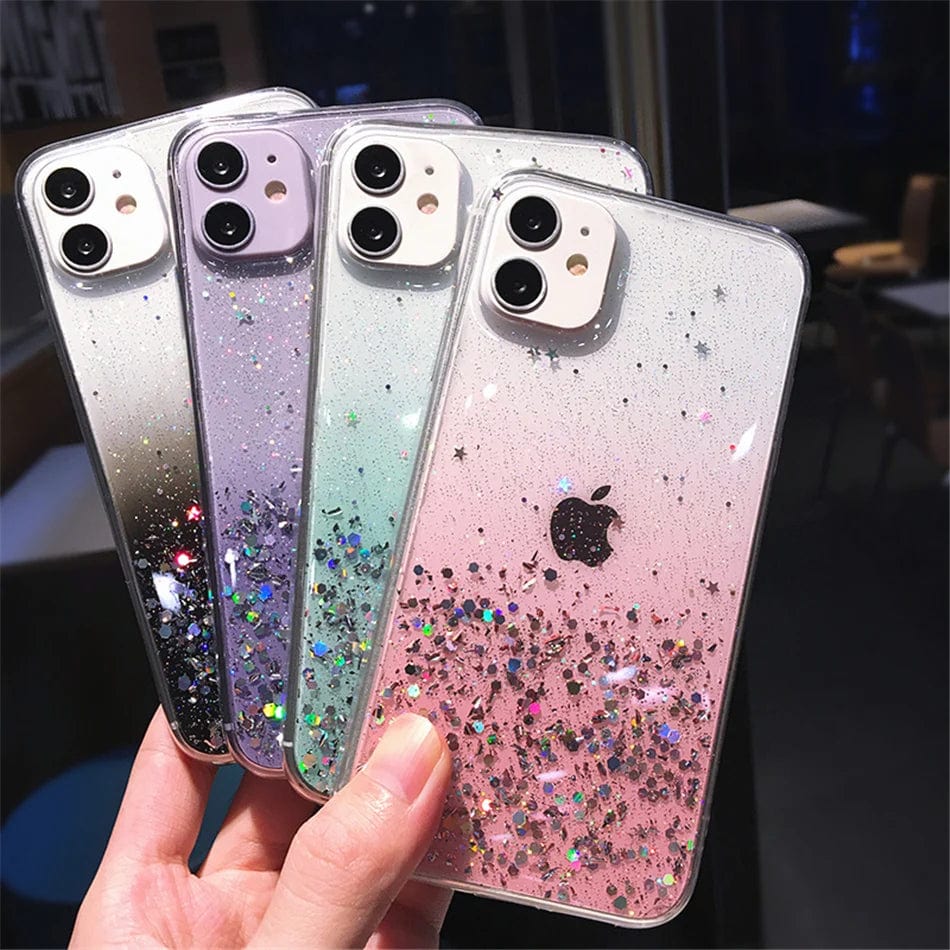 Gradient Sequins Clear Glitter iPhone Case Vogueen