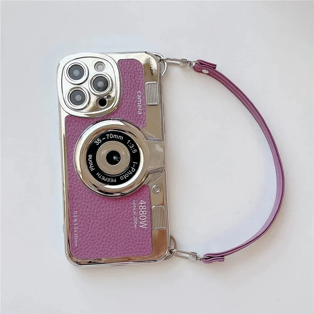 Luxury Retro Stereo Camera Lanyard iPhone Case Vogueen