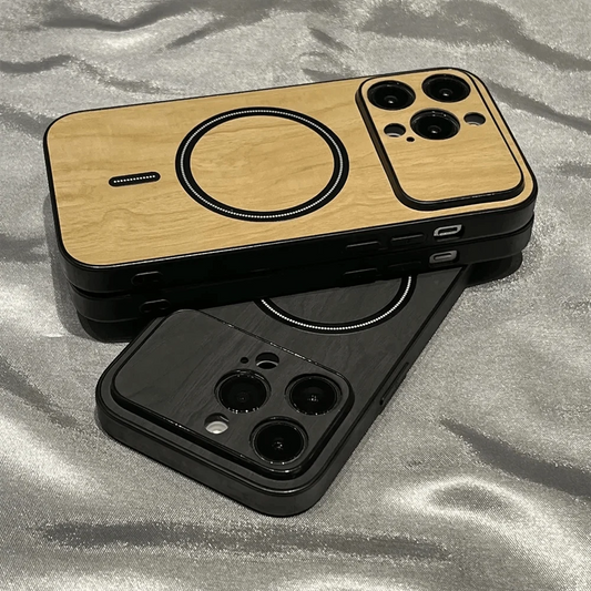 Luxury Wood Grain Shockproof iPhone Case Magsafe