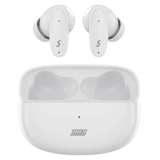 Sway Dual Microphone Enc Comfort Fit True Wireless Headphones With Power Go Charging Case Wireless True Wireless Earbuds - White