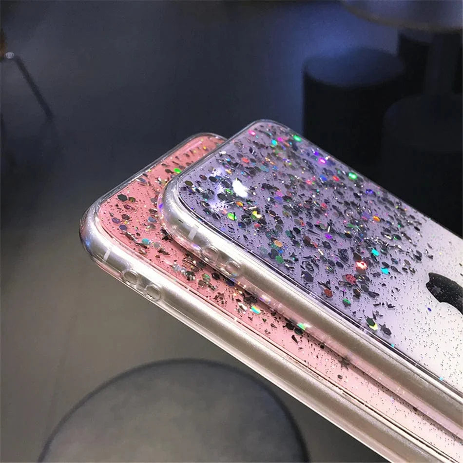 Gradient Sequins Clear Glitter iPhone Case Vogueen