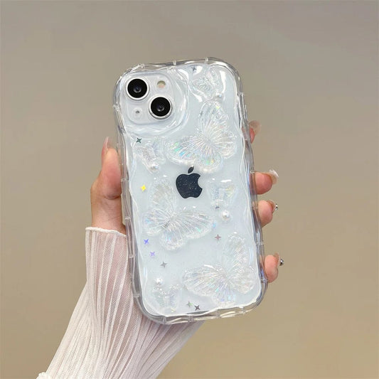 3D Butterfly Crystal Bling Glitter Pearl iPhone Case Vogueen