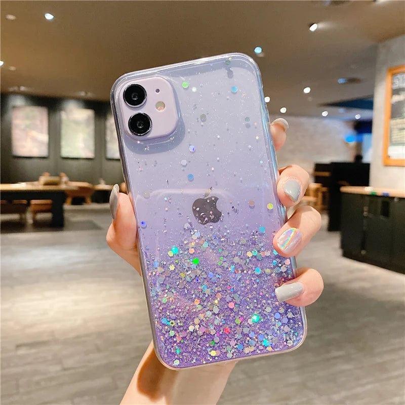 Gradient Sequins Clear Glitter iPhone Case Vogueen