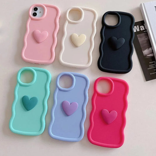 3D Love Heart Wave iPhone Case Vogueen