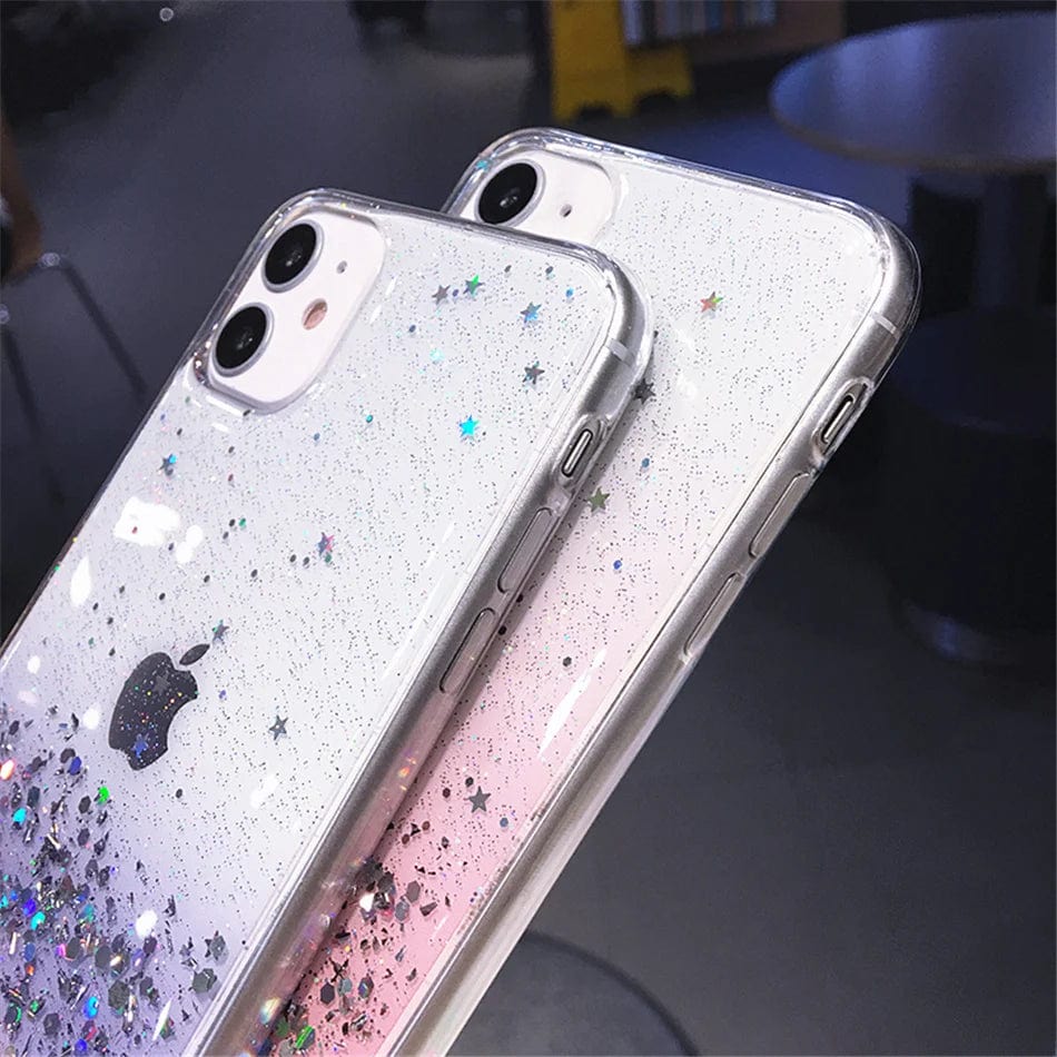 Gradient Sequins Clear Glitter iPhone Case Vogueen