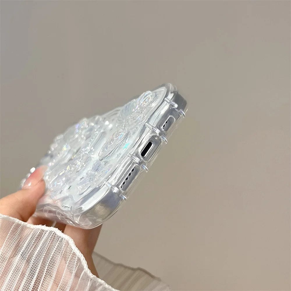 3D Butterfly Crystal Bling Glitter Pearl iPhone Case Vogueen
