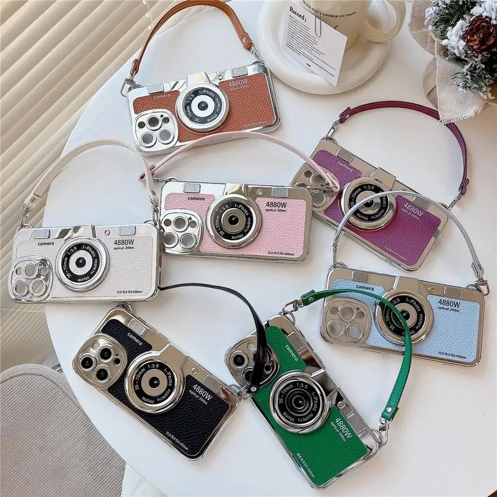 Luxury Retro Stereo Camera Lanyard iPhone Case Vogueen
