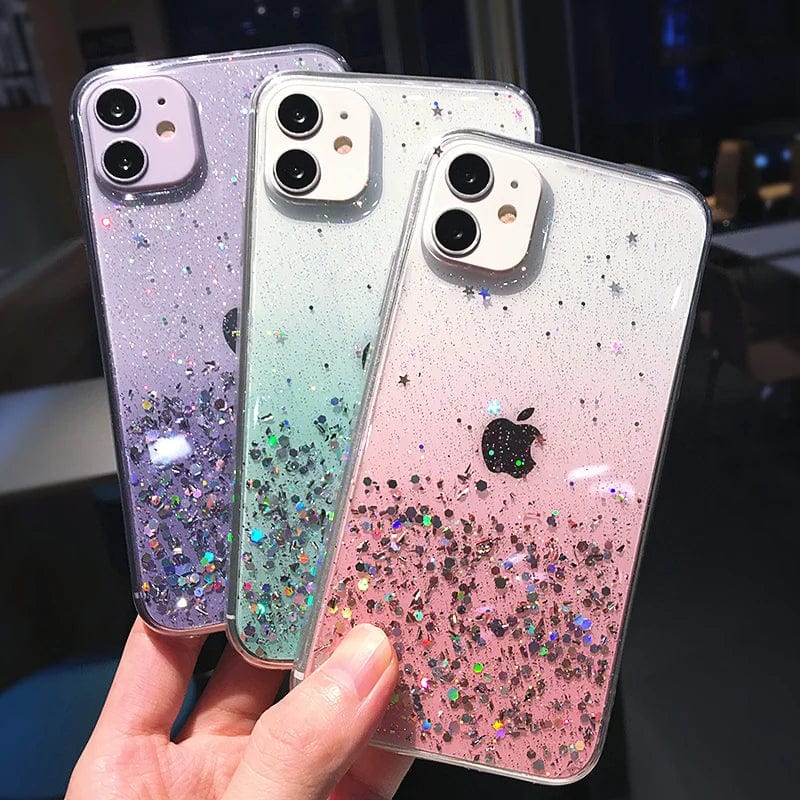 Gradient Sequins Clear Glitter iPhone Case Vogueen
