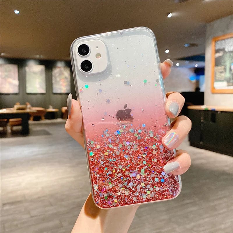 Gradient Sequins Clear Glitter iPhone Case Vogueen