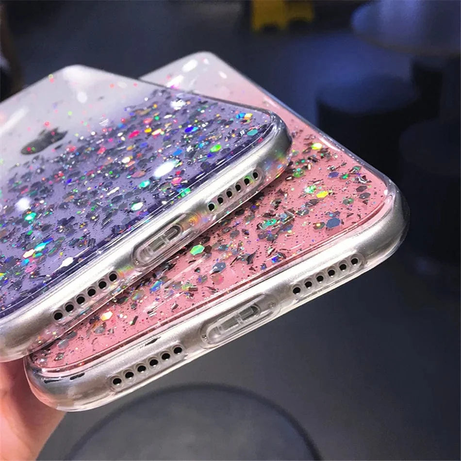 Gradient Sequins Clear Glitter iPhone Case Vogueen