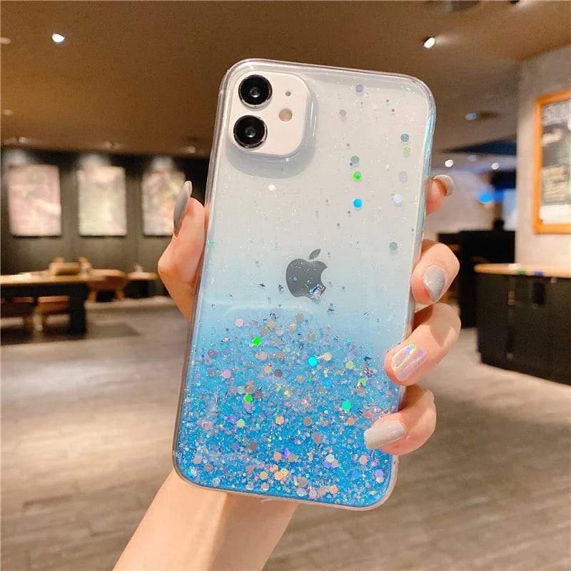 Gradient Sequins Clear Glitter iPhone Case Vogueen