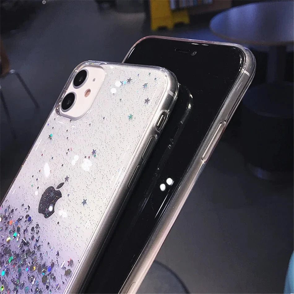 Gradient Sequins Clear Glitter iPhone Case Vogueen